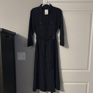 Velvet Heart Black Mandarin Collar Shirt Dress